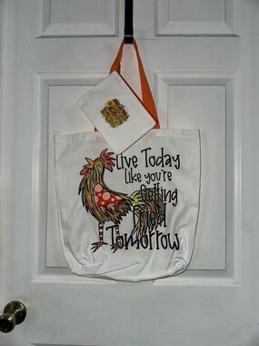 NEW Handcrafted Live Today Like You’re Getting Fried Tomorrow Tote Bag w/ Pouch